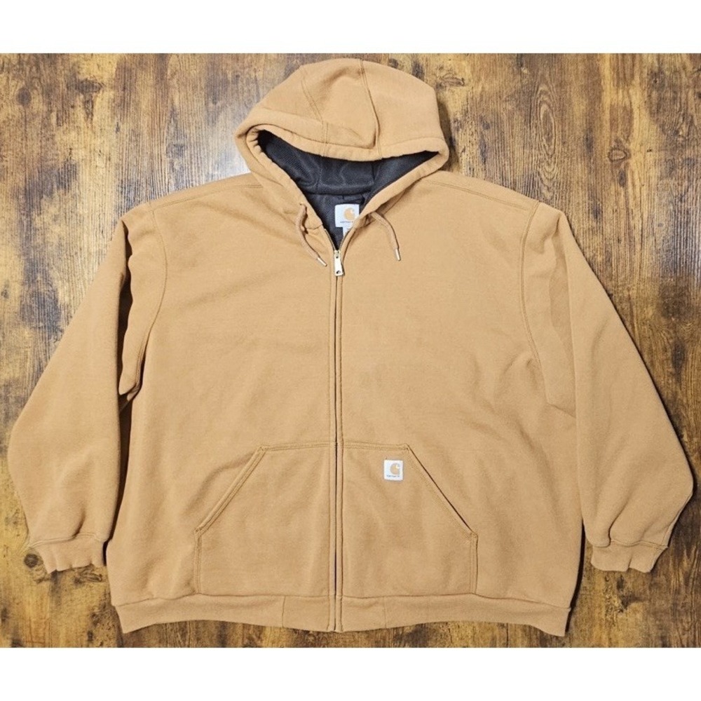 Carhartt Rain Defender Hooded Jacket Thermal Lined Brown Men's Size 4XL Reg